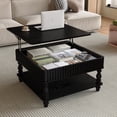 thumbnail image 1 of Atumcto Fluted Lift-Top Coffee Table with Hidden Storage, 31.5" Modern Square Center Table with Hydraulic System, For Home Office & Dining, Black, 1 of 14