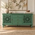 thumbnail image 1 of Atumcto Farmhouse TV Stand with Carved Doors, 3 Drawers & Adjustable Shelves, Antique Green, 1 of 10