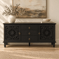 thumbnail image 1 of Atumcto Farmhouse TV Stand with Carved Doors, 3 Drawers & Adjustable Shelves, Black, 1 of 12