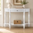 thumbnail image 1 of Atumcto Half Moon Console Table with Drawer and Shelf, Fluted Entryway Sofa Table with Roman Column Legs for Hallway and Living Room, White, 1 of 10
