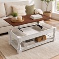 thumbnail image 1 of Atumcto Retro Lift-Top Coffee Table with Hidden Storage and Lower Shelf for Living Room, Espresso & Weathered White, 1 of 11