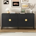 thumbnail image 1 of Atumon 4-Door Storage Cabinet, Accent Cabinet, Wood Buffet Cabinet, Storage Cabinet with Metal Legs and Semi-Circular Handles, Modern Accent Cabinet Furniture for Hallway Entryway Living Room, Black, 1 of 10