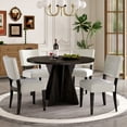 thumbnail image 1 of Atumon 5 Piece Round Dining Table Set, Dining Room Set with Upholstered Chairs for 4, Wood Dining Table Set with Unique Base, Farmhouse Dining Table Set for Kitchen Dining Room Apartment, Espresso, 1 of 10