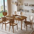 thumbnail image 1 of Atumon 7 Piece Dining Table Set, Wooden Dining Room Set with 6 Chairs, Dining Table Set with Curved Back and Seat for 6, Farmhouse Dining Table Set Furniture for Kitchen Dining Room, Brown, 1 of 10