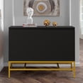 thumbnail image 1 of Atumon Black Accent Cabinet with 2 Doors, Buffet Cabinet with Adjustable Shelves, Modern Storage Cabinet with Gold Metal Legs, Wood Storage Cabinet Furniture for Living Room Entryway Dining Room, 1 of 10