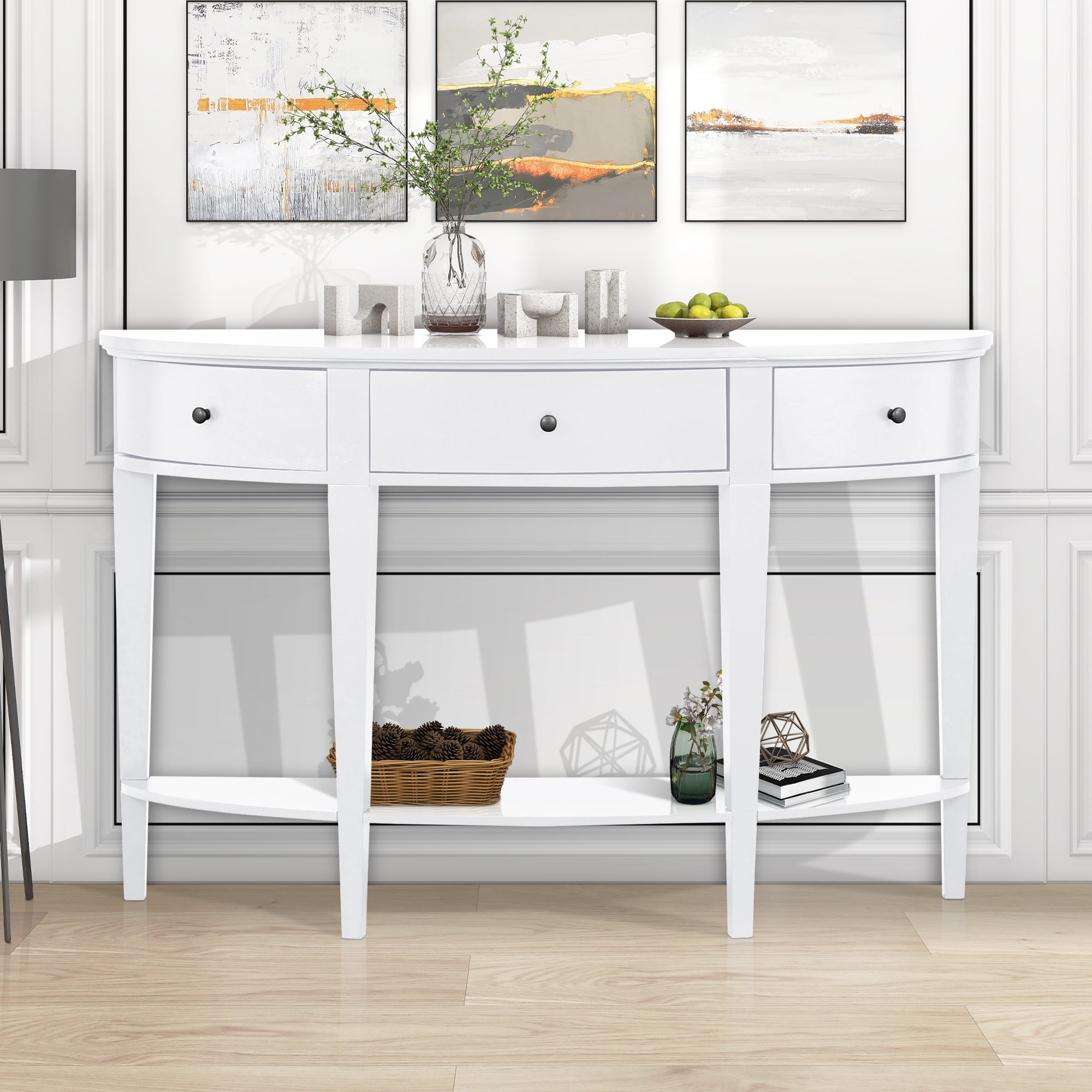 Atumon Curved Console Table, Sofa Side Table, Storage Console Table ...