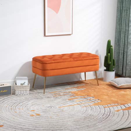 Atumon Curved Storage Bench, Rustic Multifunctional Shoe Bench, Wood Storage Bench with Removable Cushion, Storage Bench Furniture for Living Room Entryway Hallway, 42"L x 13"W x 18.3"H, Natural
