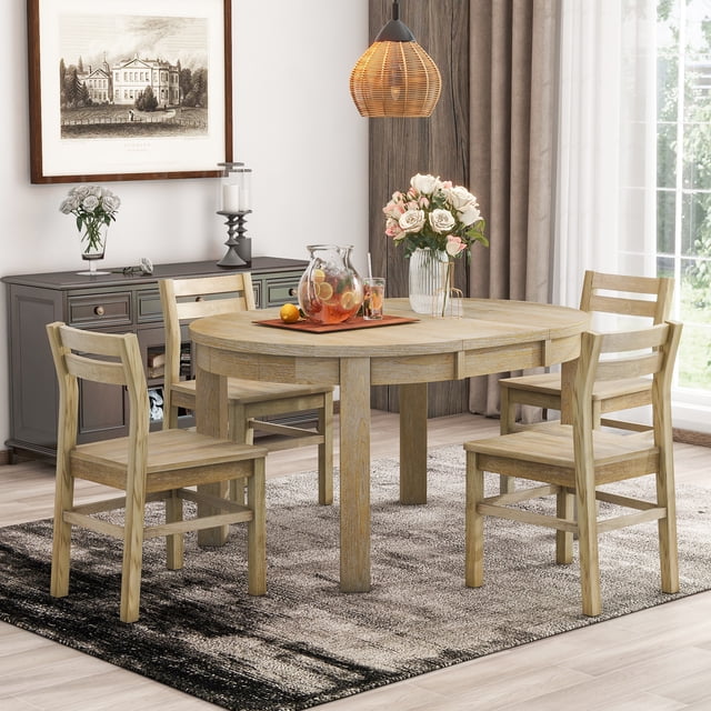 Atumon Round Dining Room Set for 4, Dining Set Furniture with ...