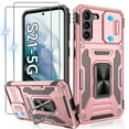 thumbnail image 1 of Atump for Galaxy S21 Case with 2Pcs HD Screen Protector, Military Grade Shockproof and Slide Camera Cover, 360° Rotated Ring Kickstand Protective Case for Samsung Galaxy S21,Rose Gold, 1 of 7