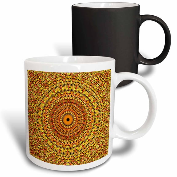 3drose, Atumun Leaf Garden Mandala - Abstract Bohemian Design, 11oz Magic Transforming Mug