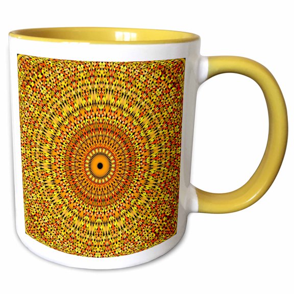 3drose, Atumun Leaf Garden Mandala - Abstract Bohemian Design, 11oz Two-tone Yellow Mug