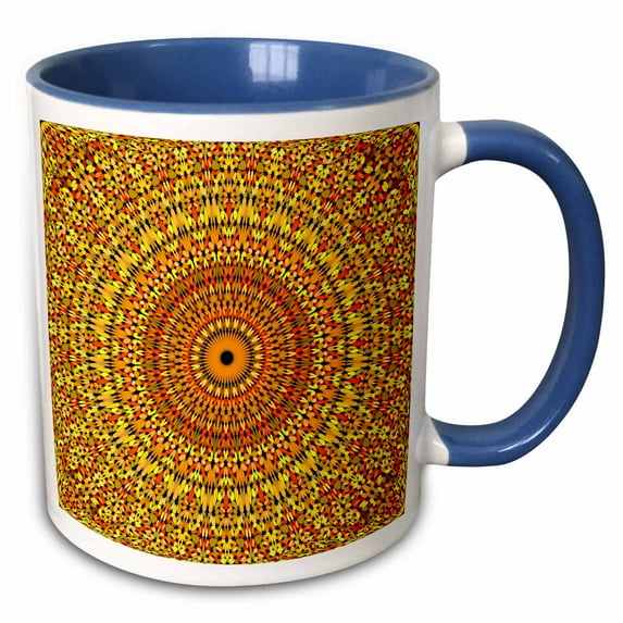 3drose, Atumun Leaf Garden Mandala - Abstract Bohemian Design, 15oz Two-tone Blue Mug