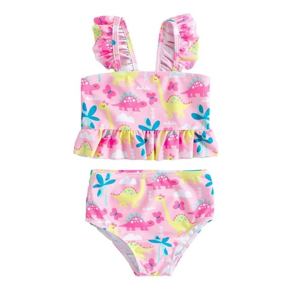 Aturustex Sleeveless Floral Tops Shorts Swimming Bathing Suit, 2-pcs, 18M 24M 3T 4T 5T 6T, Pink