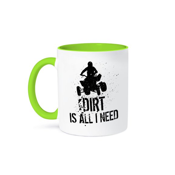3drose, Atv Dirt Is All I Need - Mud Splash Design, 11oz Two-tone Green Mug