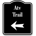 thumbnail image 1 of Atv Trail Left Arrow BLACK Aluminum Composite Sign, 1 of 9