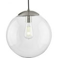 thumbnail image 1 of Atwell Collection 12-inch Brushed Nickel and Clear Glass Globe Large Hanging Pendant Light, 1 of 6
