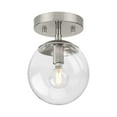 thumbnail image 1 of Atwell Collection One-Light Brushed Nickel Mid-Century Modern Semi-Flush Mount, 1 of 10