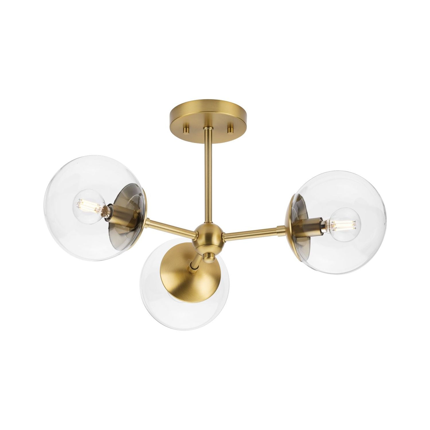 22" Brushed Bronze Semi-Flush Mount Light with Clear Glass Globe Shades