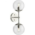 thumbnail image 1 of Atwell Collection Two-Light Brushed Nickel Mid-Century Modern Wall Sconce, 1 of 14