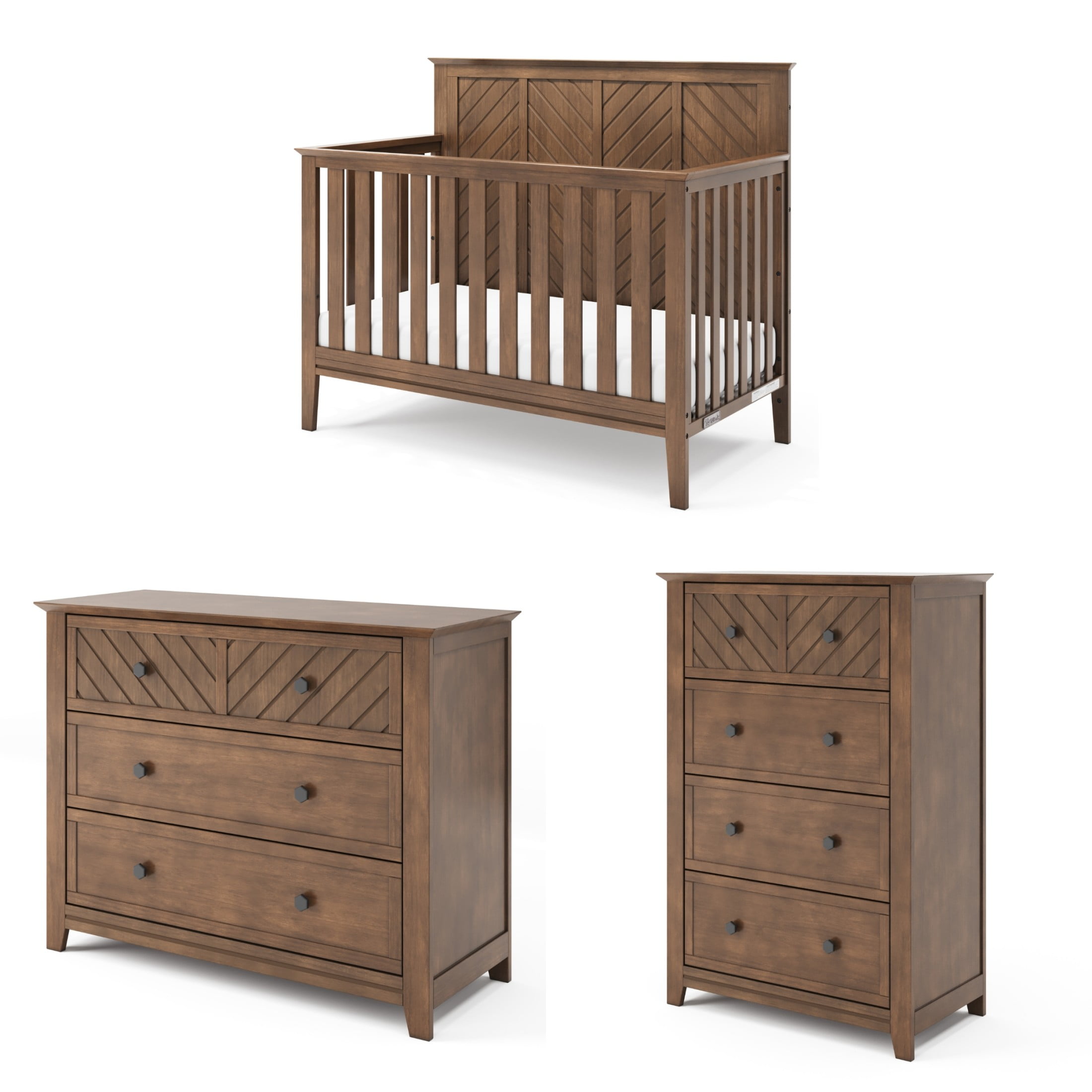 Child Craft Atwood Crib, Dresser & Chest Nursery Set, 4-in-1 Convertible Crib, Cocoa Bean Brown, 3-Piece Nursery
