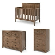 Child Craft Atwood Crib, Dresser & Chest Nursery Set, 4-in-1 Convertible Crib, Cocoa Bean Brown, 3-Piece Nursery