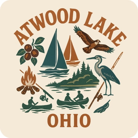 Atwood Lake Ohio Keepsakes Souvenir Vinyl Sticker – Destination Travel Keepsake Collectible (3-Inches Wide)
