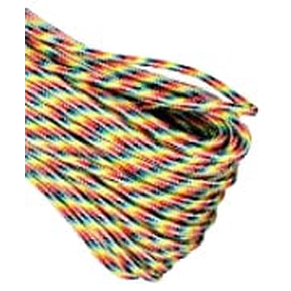 Atwood Paracord - 100' x 3/32" Tactical Cord 4 Nylon Strand Core 275 Test Weight 275lbs (Lights Stripes)