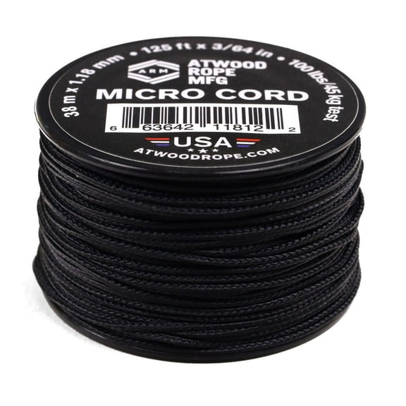 Atwood Rope MFG 1.18mm Micro Cord - Black - 125ft
