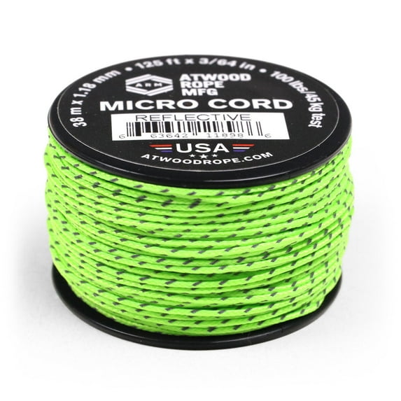 Atwood Rope MFG 1.18mm Reflective Micro Cord - Neon Green - 1000ft