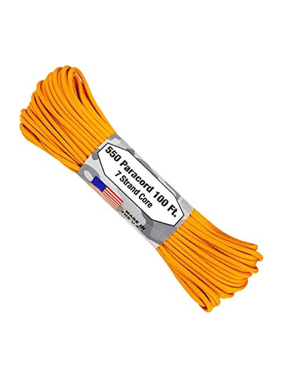 Atwood Rope MFG 550 Paracord 100 Feet 7-Strand Core Nylon Parachute Cord Outside Survival Gear Made in USA | Lanyards, Bracelets, Handle Wraps, Keychain (AFG - Air Force Gold)