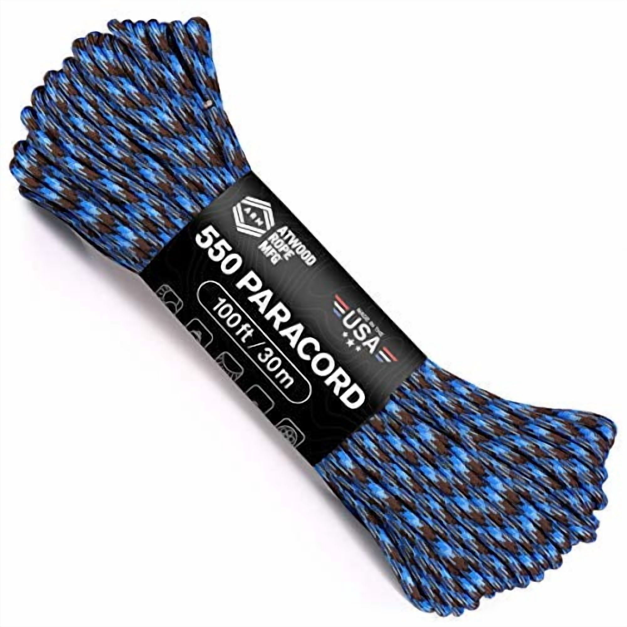 Atwood Rope MFG 550 Paracord 100 Feet 7-Strand Core Nylon Parachute ...