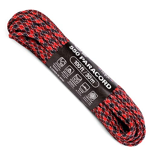 Atwood Rope MFG 550 Paracord 100 Feet 7-Strand Core Nylon Parachute Cord Outside Survival Gear Made in USA | Lanyards, Bracelets, Handle Wraps, Keychain (Dead Pool)