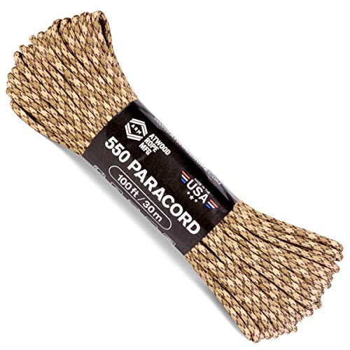 Atwood Rope MFG 550 Paracord 100 Feet 7-Strand Core Parachute Cord (Rattler)