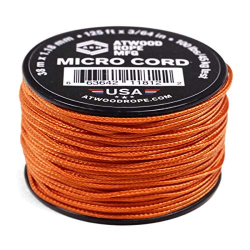 Atwood Rope MFG Tactical Nylon/Polyester Micro Utility Cord 1.18mm X 125ft Reusable Spool | Fishing Gear, Jewelry Making, Camping Accessories (Burnt Orange)