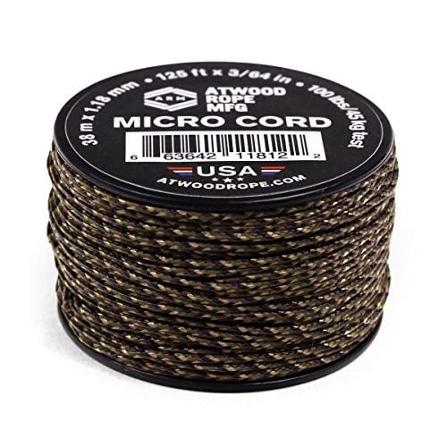 Atwood Rope MFG Tactical Nylon/Polyester Micro Utility Cord 1.18mm X 125ft Reusable Spool | Fishing Gear, Jewlery Making, Camping Accessories (Ground War)