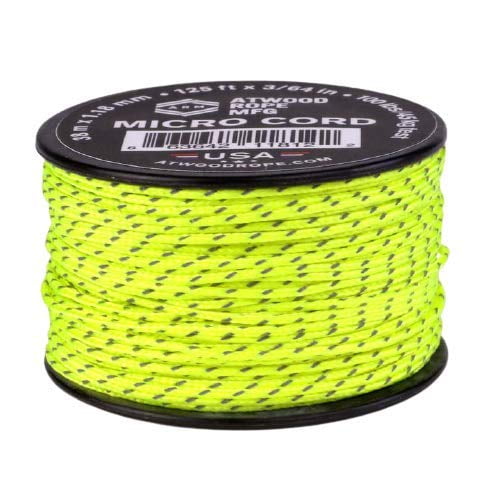 Atwood Rope MFG Tactical Nylon/Polyester Micro Utility Cord Reflective 1.18mm X 125ft Reusable Spool | Fishing Gear, Jewelery Making, Camping Accessories (Neon Yellow Reflective)