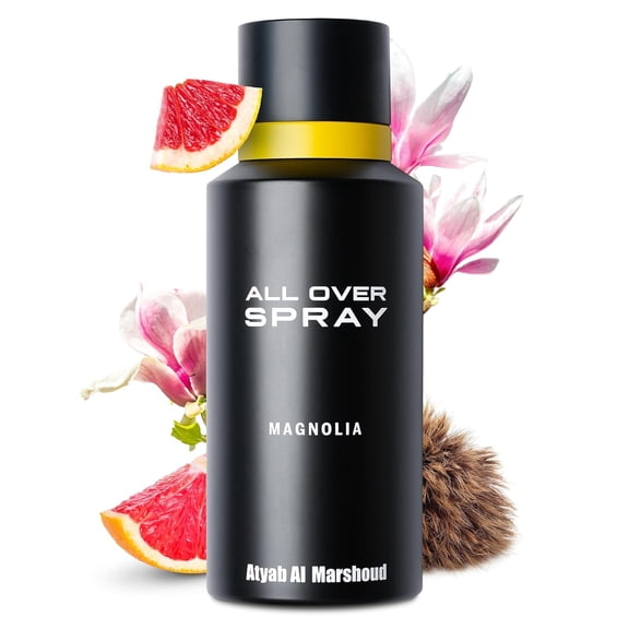 ATYAB AL MARSHOUD Magnolia All Over Spray (125 mL) - Long-Lasting (Up to 24 Hours), Unisex Body Mist, Floral & Fruity Magnolia Scent with Musk & Amber, Premium Body Spray for Women & Men