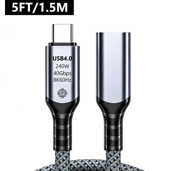 Atzeste 240W 5FT USB4 USB-C to USB-C Cable, 40Gbps Data Transfer, Up to 8K@60Hz Video, PD 3.1 Fast Charging, Compatible with MacBook Pro/Air, Steam Deck, Thunderbolt 5/4/3 Devices
