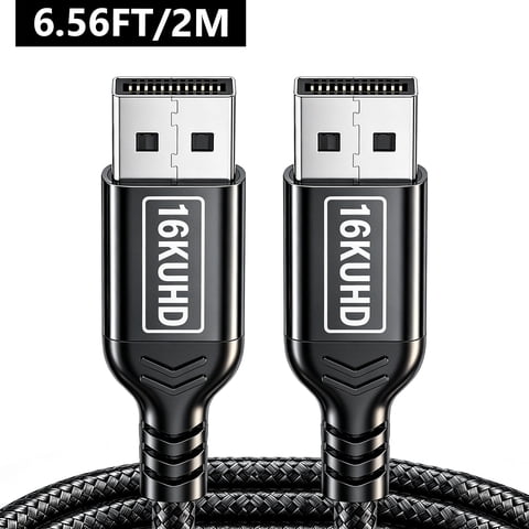 Atzeste 6.56FT DisplayPort 2.1 Cable, 16K@60Hz Ultra High Speed DP Cable, 80Gbps, 8K@60Hz 4K@240Hz Support, HDR DSC G-Sync FreeSync Compatible with PC, Gaming Monitor, RTX Graphics Cards