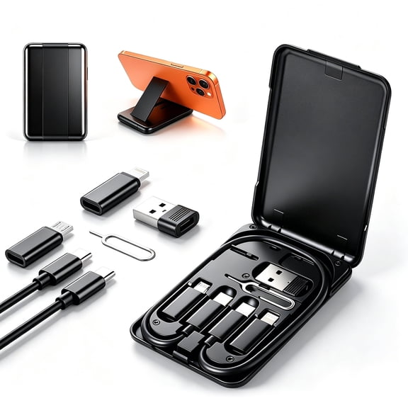 Atzeste Cable Organizer Case, Portable Data Cable Storage Box with Multi Charging Adapters, Travel Tech Organizer for USB-C, USB Cables & Accessories