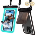 thumbnail image 1 of Atzeste Double Space Waterproof Phone Pouch Bag, 2 -Pack Waterproof Phone Case Dry Bag for iPhone 16 15 Pro Max Galaxy S23 Pixel 7a up to 7.5‘’, for Beach Vacation Travel Cruise Essentials, Yellow, 1 of 5
