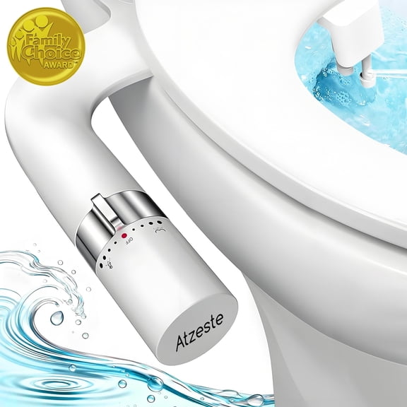 Atzeste Ultra-Slim Bidet, Non-Electric Dual Nozzle Feminine Wash Fresh Water Sprayer, Adjustable Water Pressure, Bidet for Toilet Seat Attachment, Stainless Steel Inlet Badays