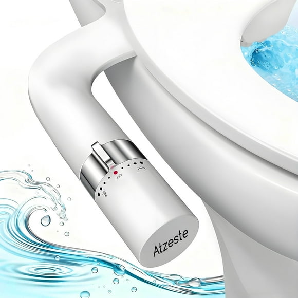 Atzeste Ultra-Slim Bidet, Non-Electric Dual Nozzle Feminine Wash Fresh Water Sprayer, Adjustable Water Pressure, Bidet for Toilet Seat Attachment, Stainless Steel Inlet Badays