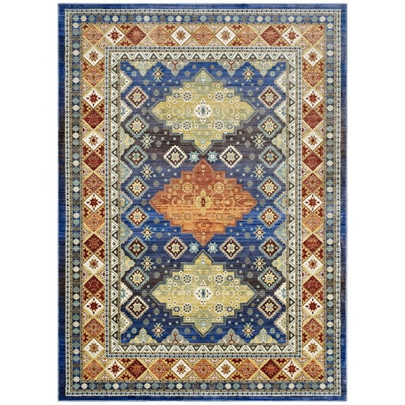 Modway Atzi  Distressed Southwestern Diamond Floral 8x10 Area Rug in Multicolored