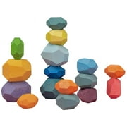 Atzi Hats Balancing Wooden Blocks. 16 Multicolored Rainbow Stacking Building Blocks. Fun & Educational Toy. Enhances Motor Skills, Learning, Color & Shape Recognition for Toddlers