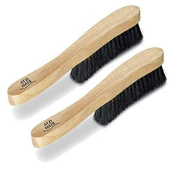Atzi Hats Fedora Hat Brush Lint Remover Duster Brushes for Felt Hats 100% Horse Hair Black (2 Pack)