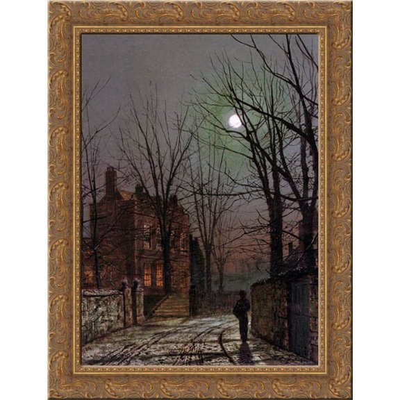 Au Clair de Lune 20x24 Gold Ornate Wood Framed Canvas Art by Grimshaw, John Atkinson