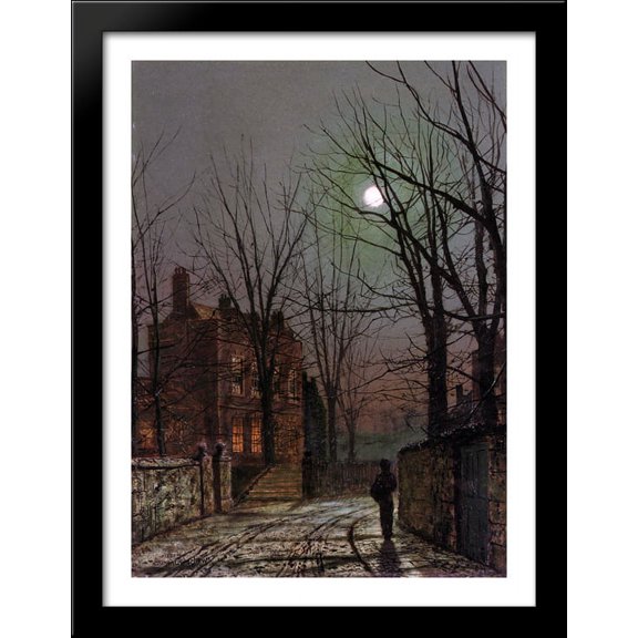 Au Clair de Lune 28x38 Large Black Wood Framed Print Art by John Atkinson Grimshaw