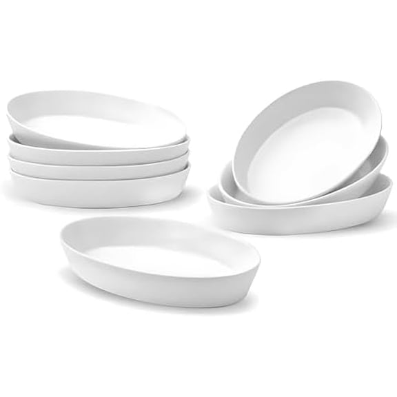 Au Gratin Baking Dishes for Oven Safe, Set of 8, 7.5''x4.5'' Mini Casserole Dish, Ceramic Oval Baking Dish for Single Serving, Cauliflower Baking Dish, Banana Split Bowls, 11.5oz