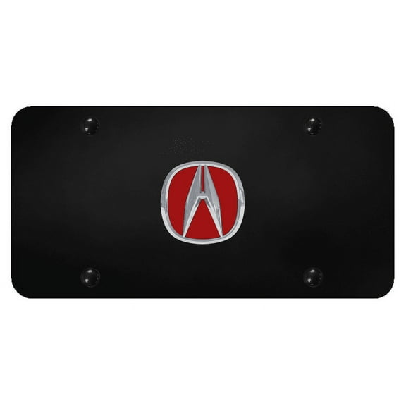 Au-TOMOTIVE GOLD Acura Chrome/Red Logo on Black Plate